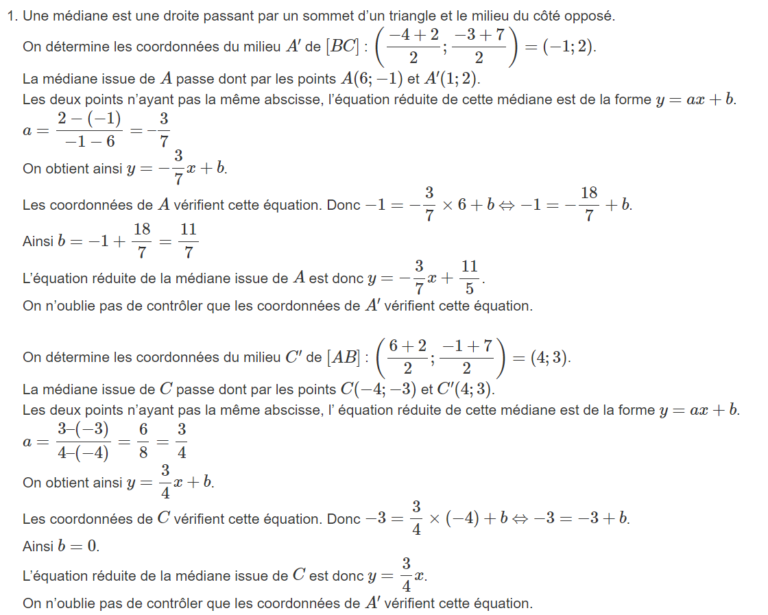 Quation Dune Droite Exercices Corrig S Pour Ac Biof Dyrassa