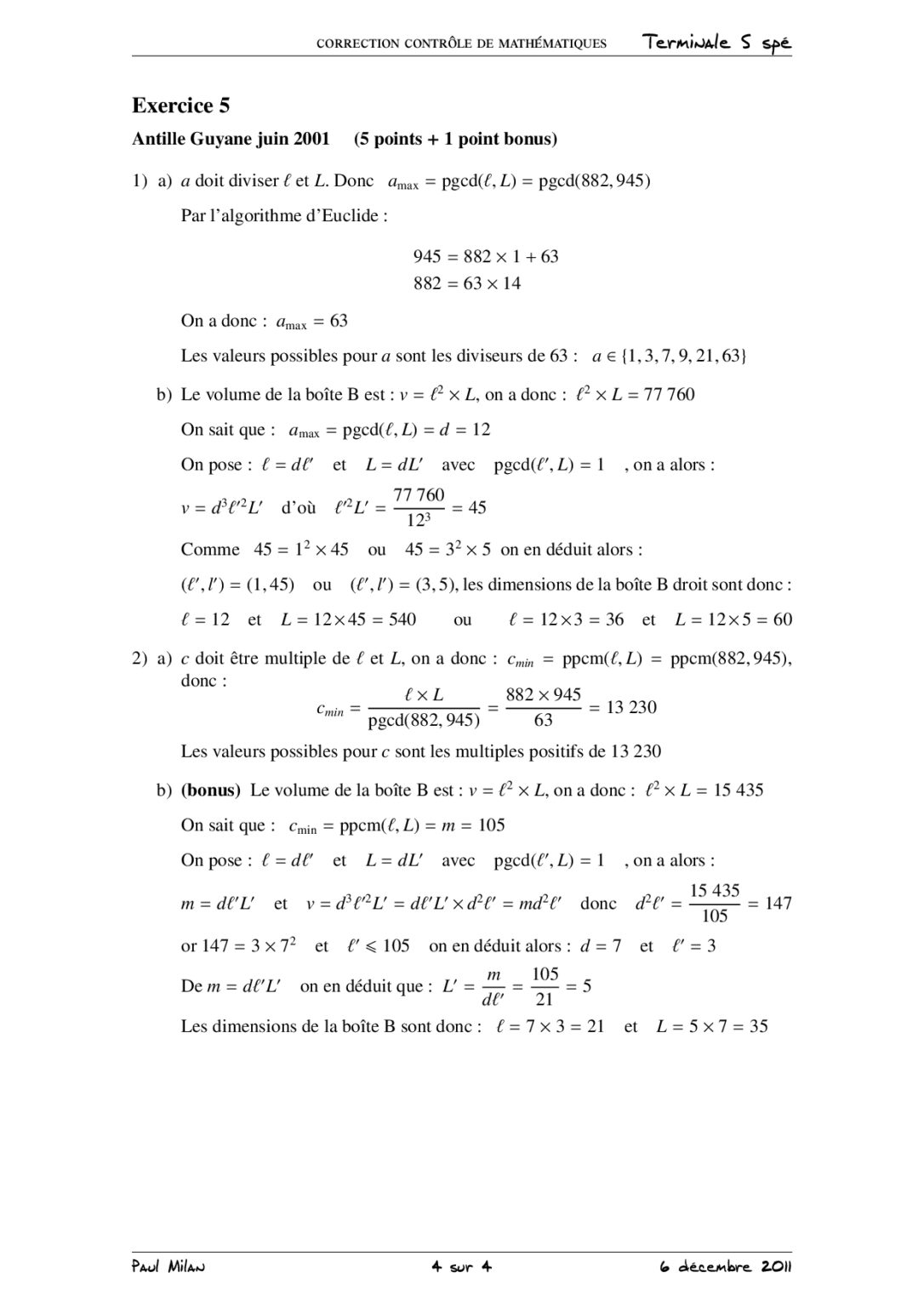 Pgcd Et Ppcm Th Or Me De B Zout Et Th Or Me De Gauss Maths Re S