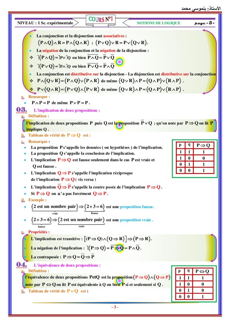 Logique Math Matique Exercices Corrig S Tronc Commun Biof Dyrassa