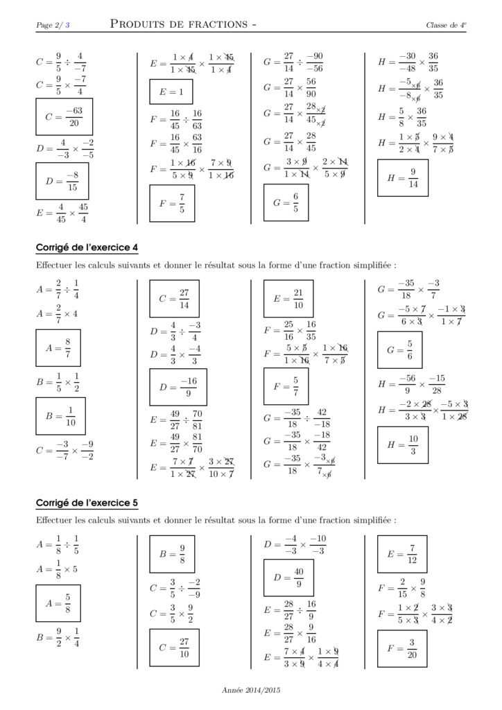 Produit Et Quotient Des Nombres Rationnels Exercices Corrig S Ac Dyrassa