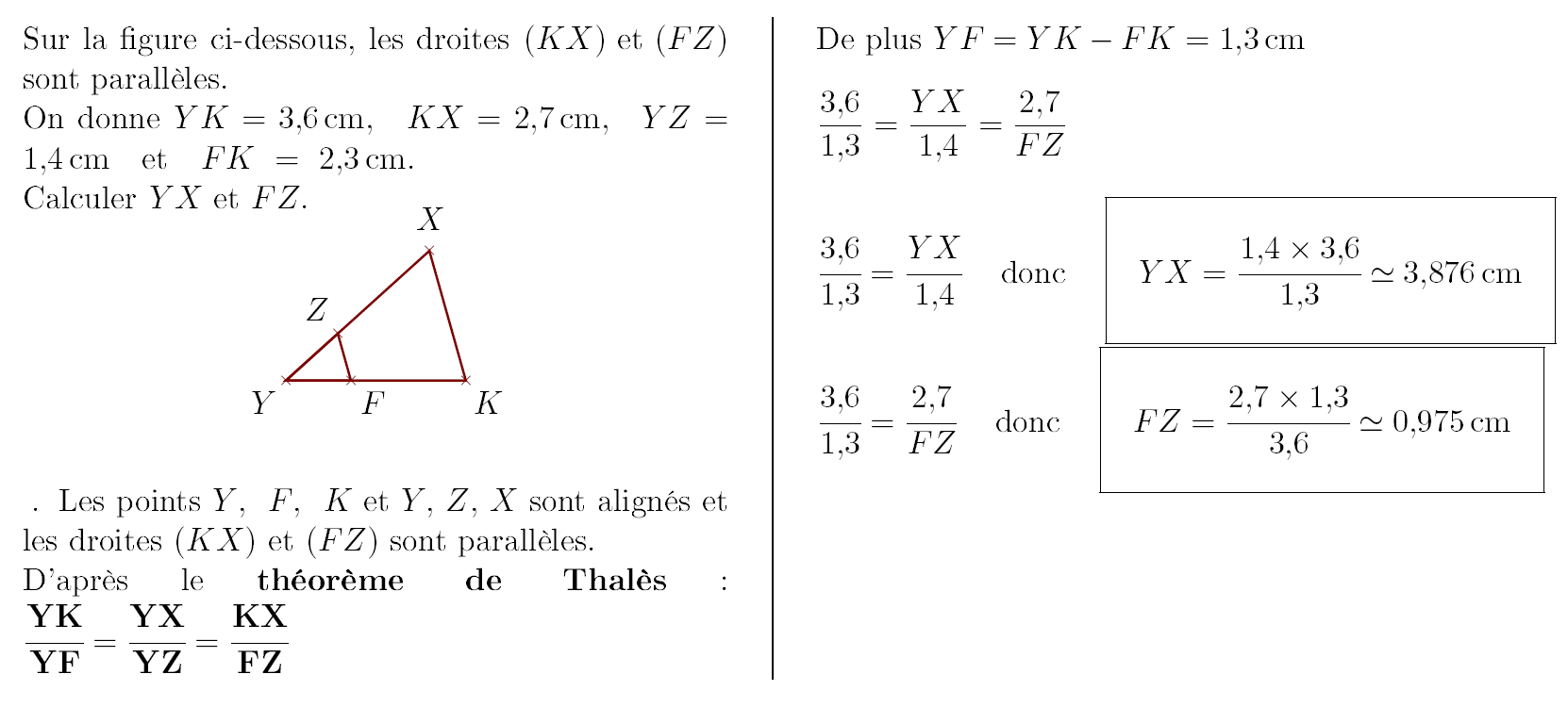 Théorème De Thalès Exercices Corrigés