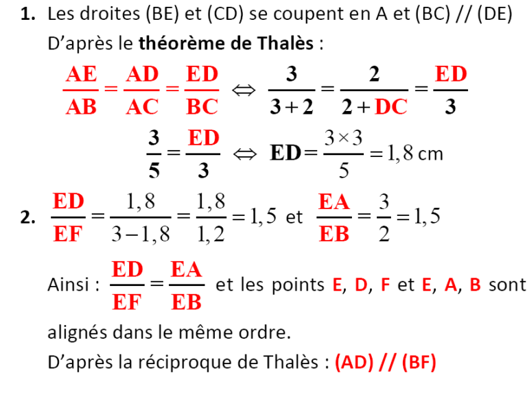 Théorème de Thalès exercices corrigés 3AC