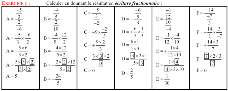 Les quatre opérations sur les nombres rationnels exercices corrigés 2AC