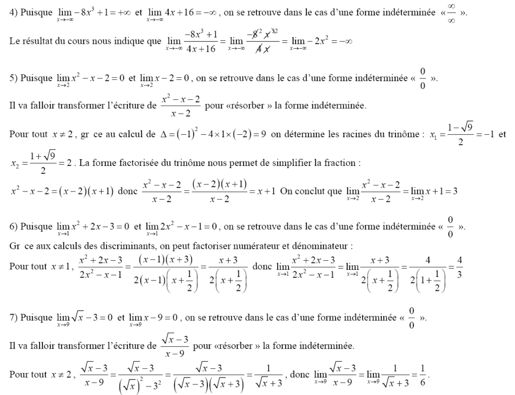 Limites D’une Fonction Première Bac Exercices Corrigés - Dyrassa