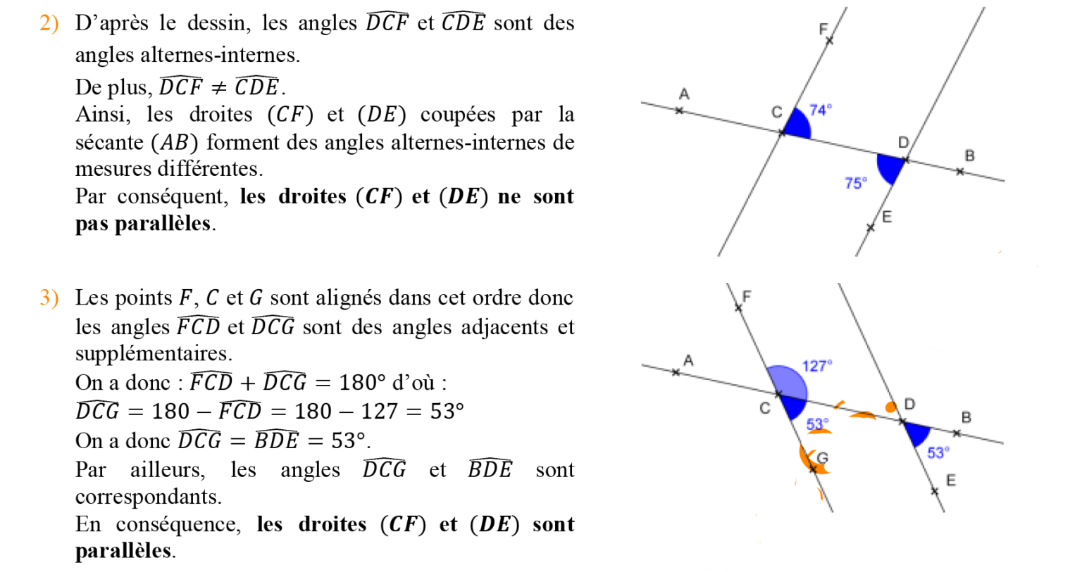 Angles Formés Par Deux Droites Parallèles Et Une Sécante