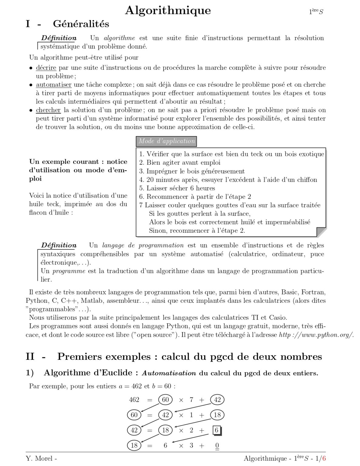 Algorithmique Et Programmation Maths 1ère S Exercices Corrigés - Dyrassa