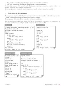 Algorithmique Et Programmation Maths 1ère ES Exercices Corrigés - Dyrassa