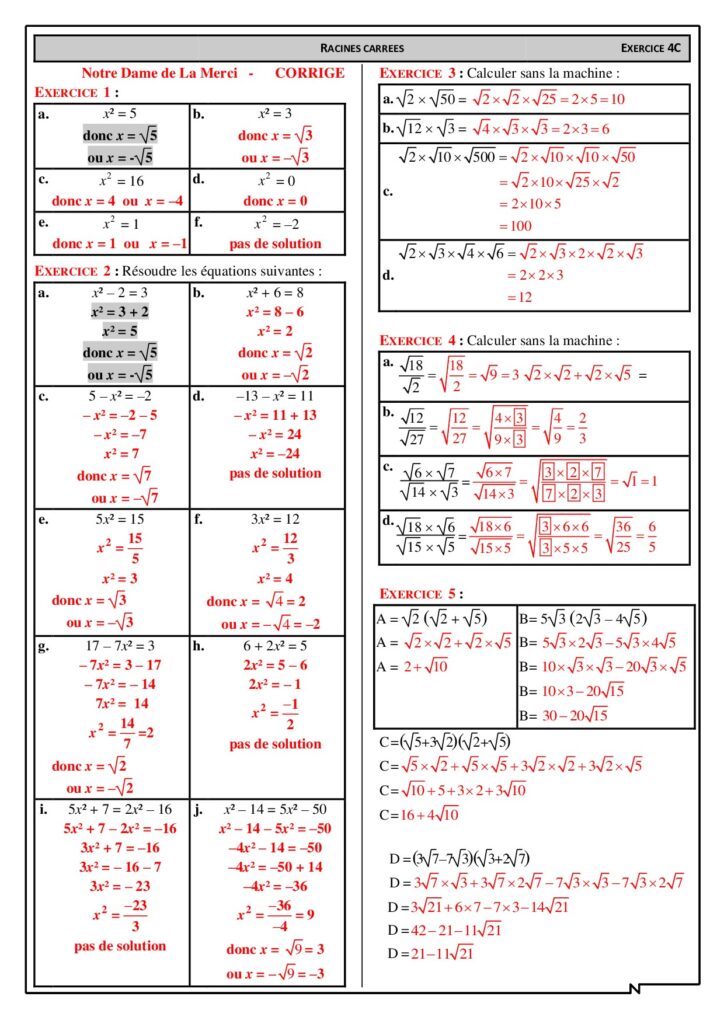 Nombres Et Calculs Maths Seconde Exercices Corrig s Nombres Et Calculs Maths Seconde Exercices Corrig s