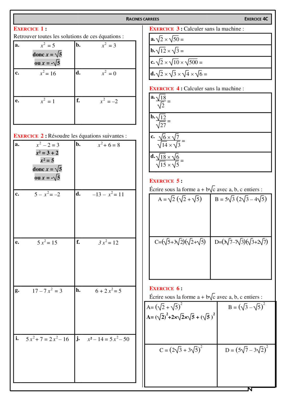 Nombres Et Calculs Maths Seconde Exercices Corrigés - Dyrassa