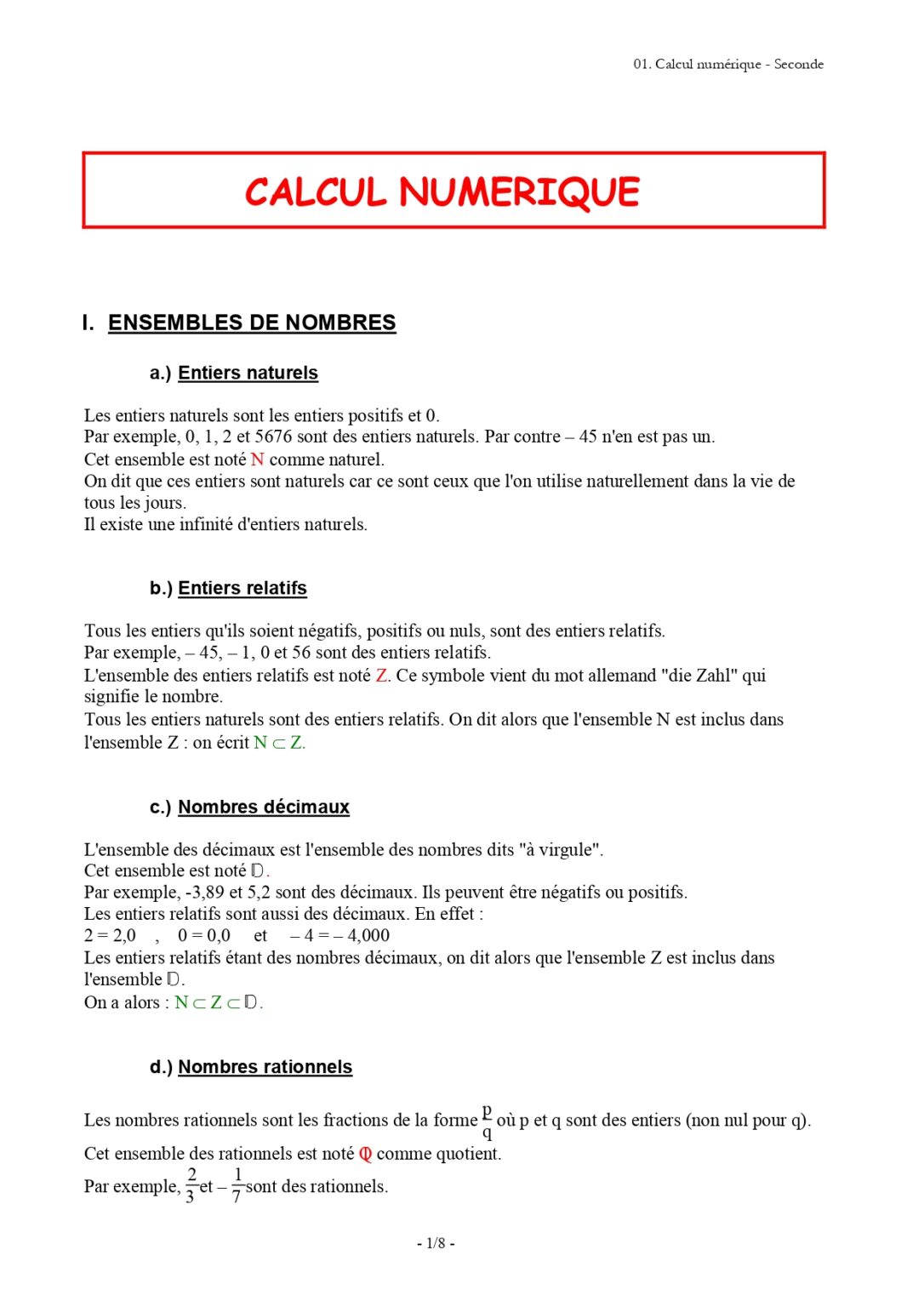 Nombres Et Calculs Maths Seconde Exercices Corrig s Nombres Et Calculs Maths Seconde Exercices Corrig s
