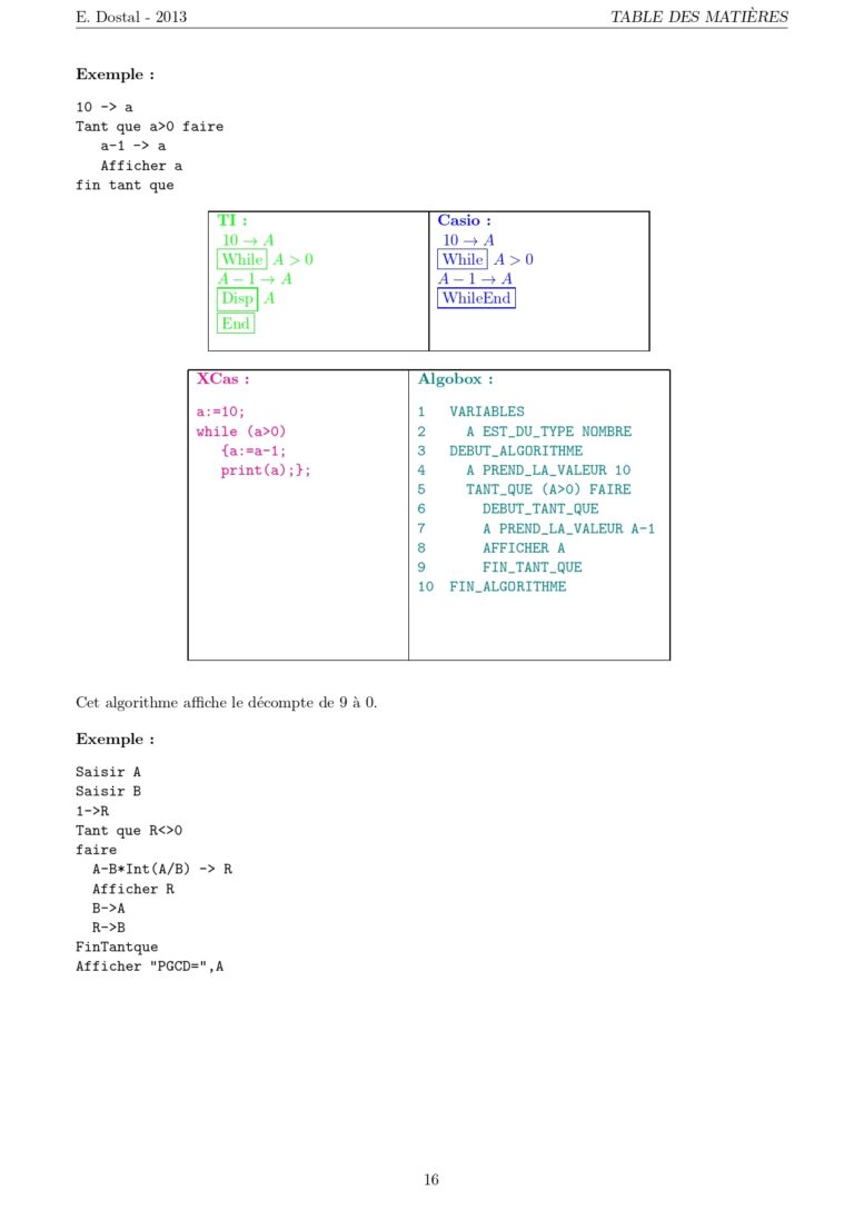 Algorithmique et programmation Maths 1ère ES exercices corrigés