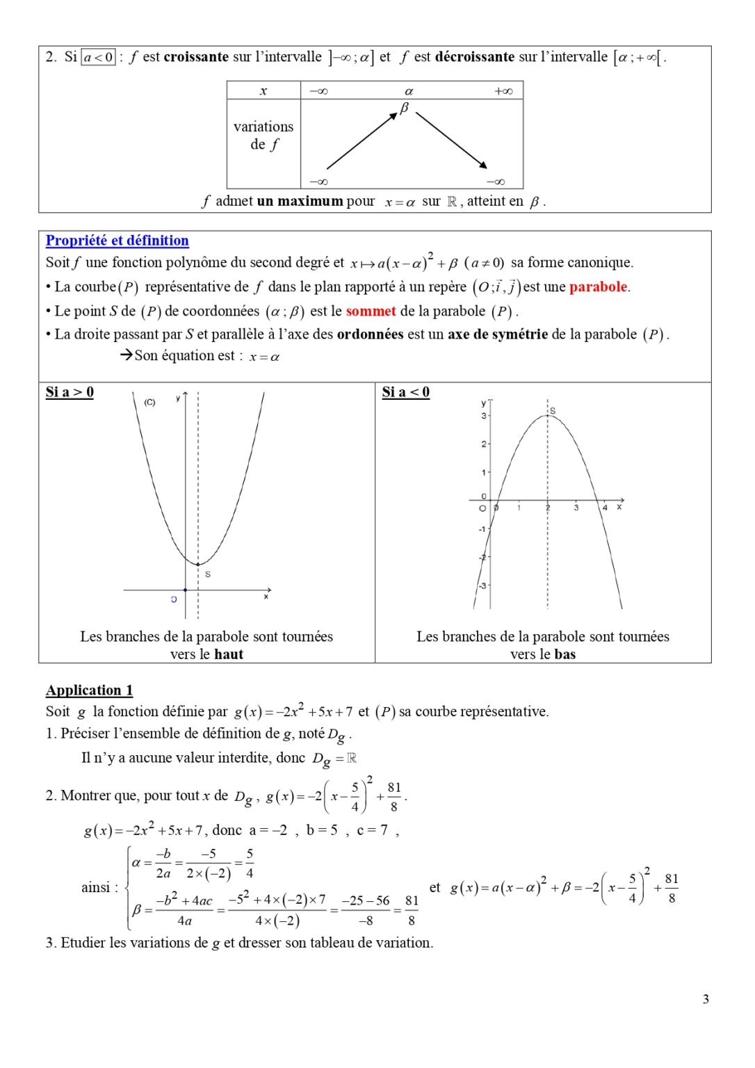 Fonctions Polynomiales Et Fonctions Homographiques Maths Seconde ...