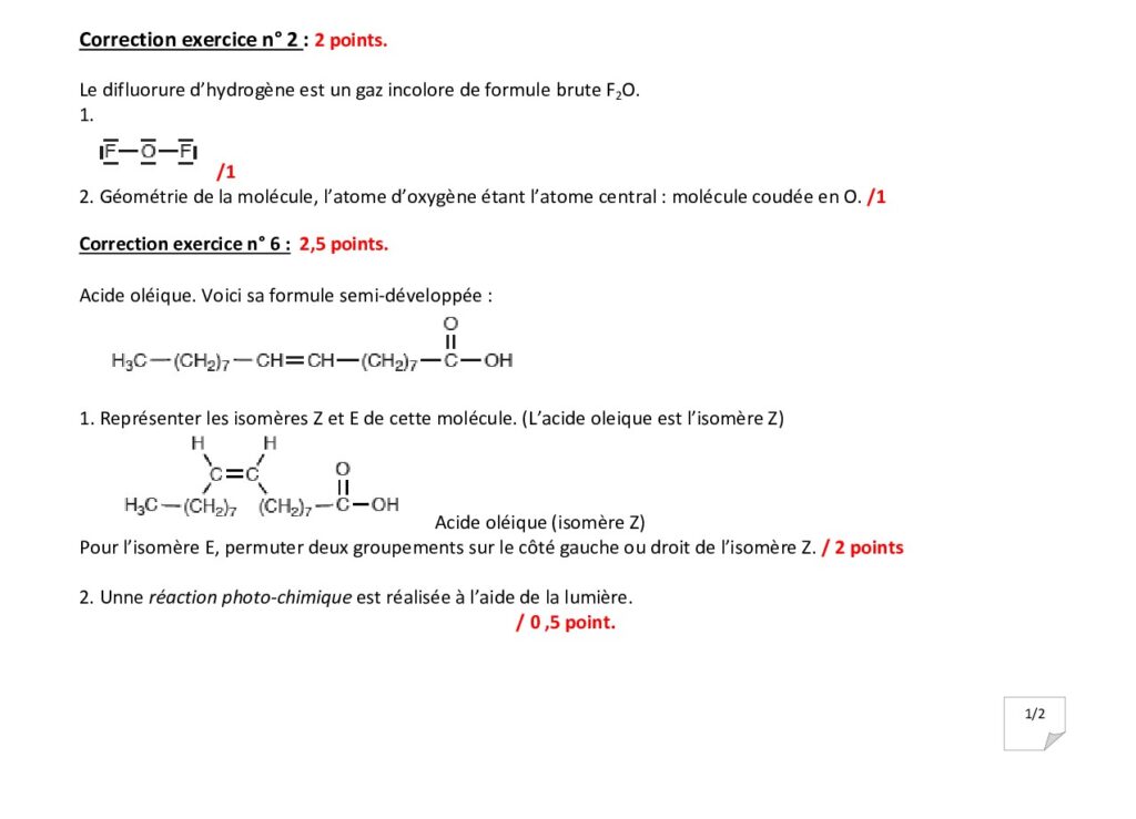 Des atomes aux molécules Physique et Chimie Première S exercices