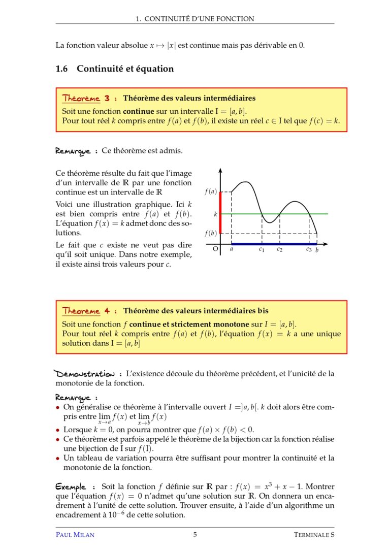 Continuité Et Dérivabilité D'une Fonction Maths Terminale S Exercices ...