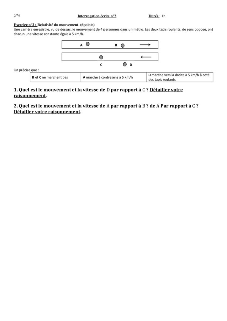 Exercice Relativité Du Mouvement Seconde Corrigé Pdf