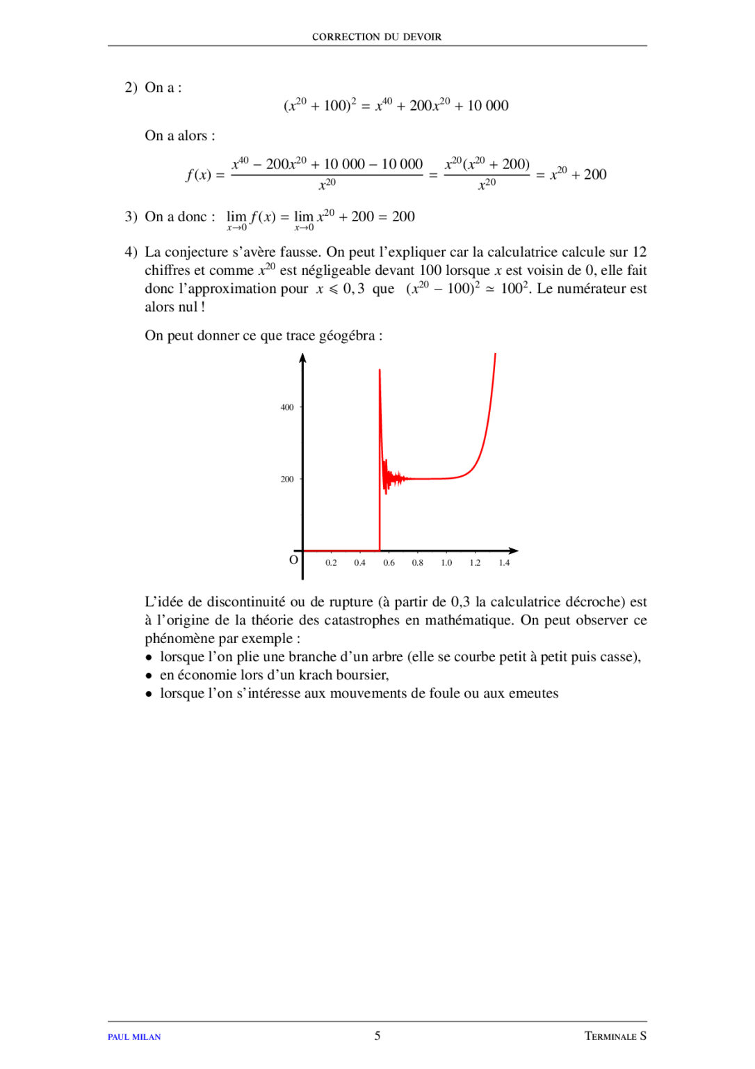 Limites De Fonctions Maths Terminale S Exercices Corrigés - Dyrassa