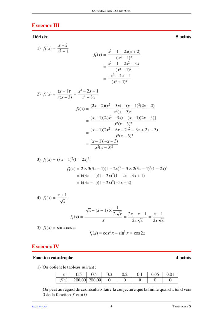 Limites De Fonctions Maths Terminale S Exercices Corrigés - Dyrassa