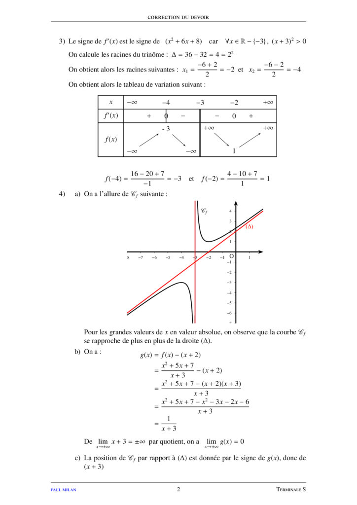 Limites De Fonctions Maths Terminale S Exercices Corrigés - Dyrassa