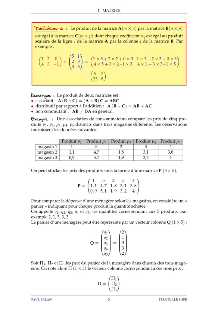 Matrices Et Suites Maths 1ère S Exercices Corrigés - Dyrassa