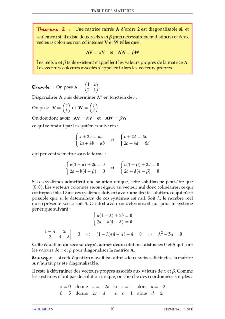 Matrices et suites Maths 1ère S exercices corrigés - Dyrassa