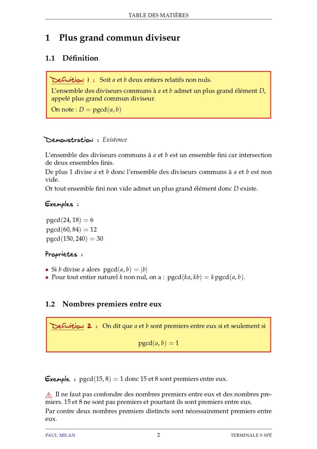 Les Nombres Premiers Maths 1ère S Exercices Corrigés - Dyrassa