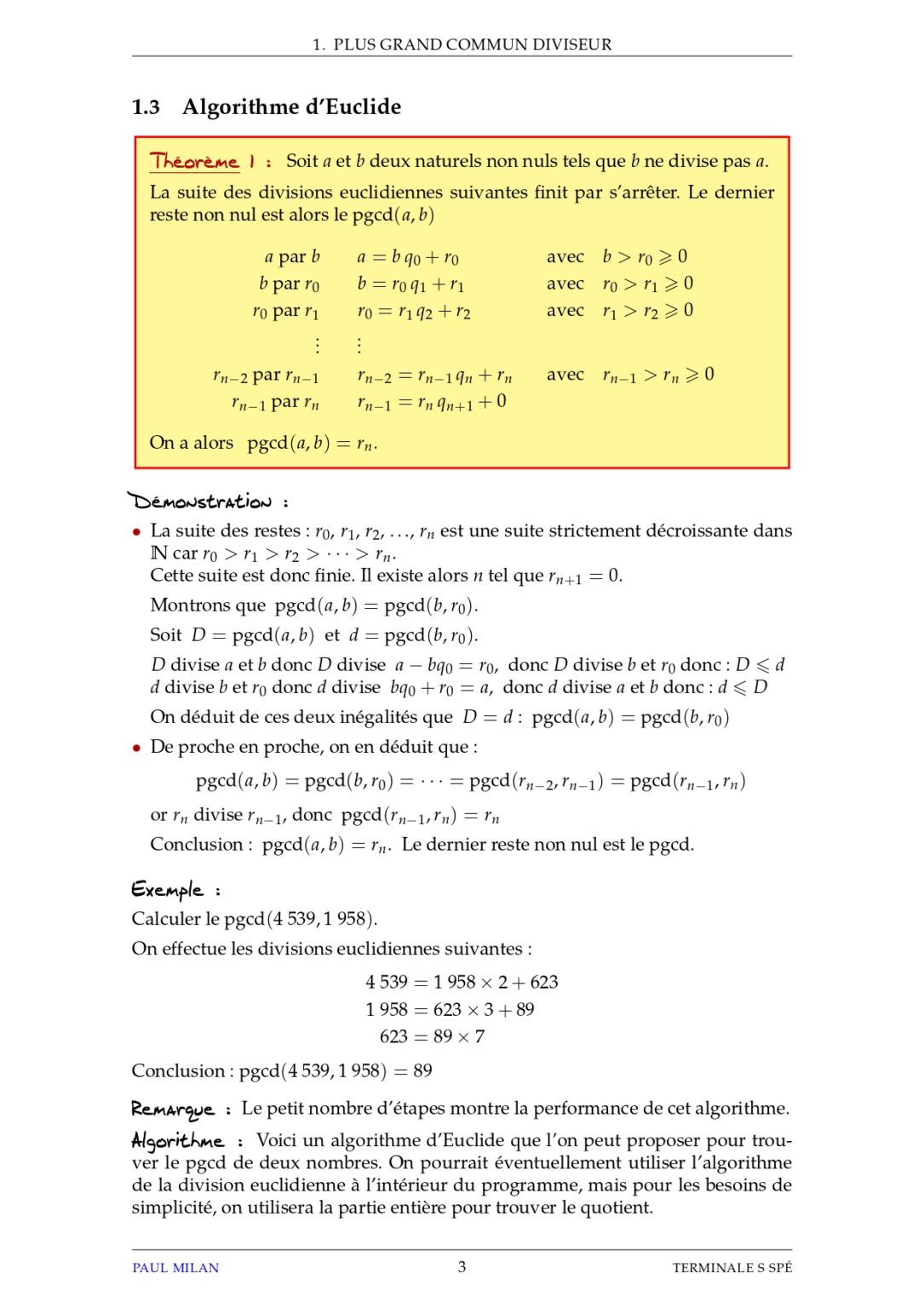 PGCD Et PPCM - Théorème De Bézout Et Théorème De Gauss Maths 1ère S ...