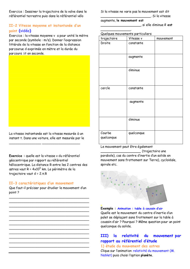 Exercice Relativité Du Mouvement Seconde Corrigé Pdf