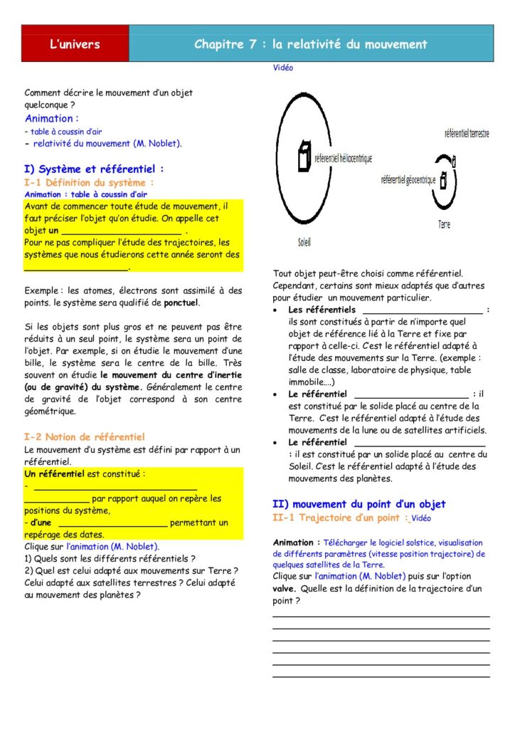 Relativité Du Mouvement Physique Et Chimie Seconde Exercices Corrigés ...