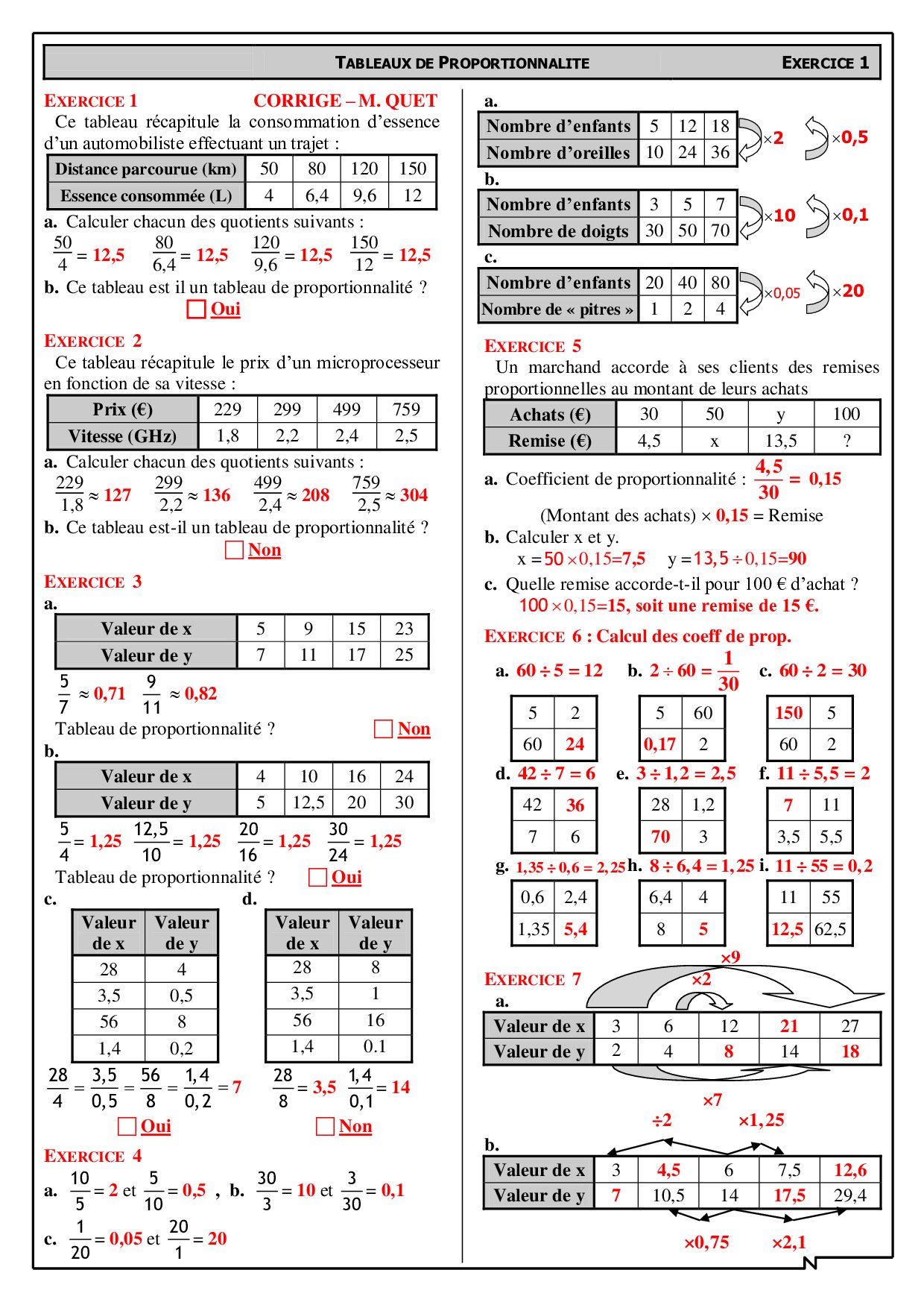Proportionnalit 6 me Exercices Corrig s Proportionnalit 6 me Exercices Corrig s
