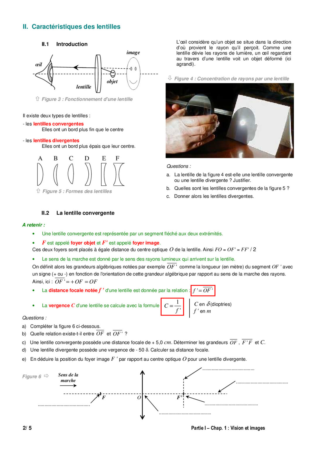 Vision Et Images Physique Et Chimie Première S Exercices Corrigés - Dyrassa