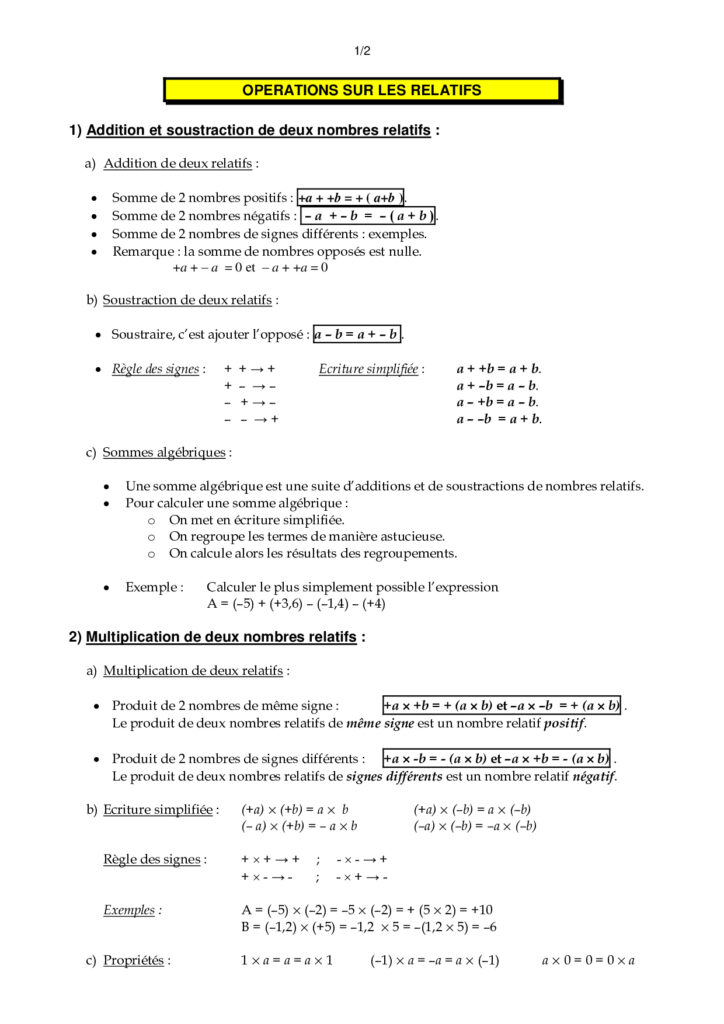 Op rations Sur Les Nombres Relatifs 4 me Exercices Corrig s op-rations-sur-les-nombres-relatifs-4-me-exercices-corrig-s