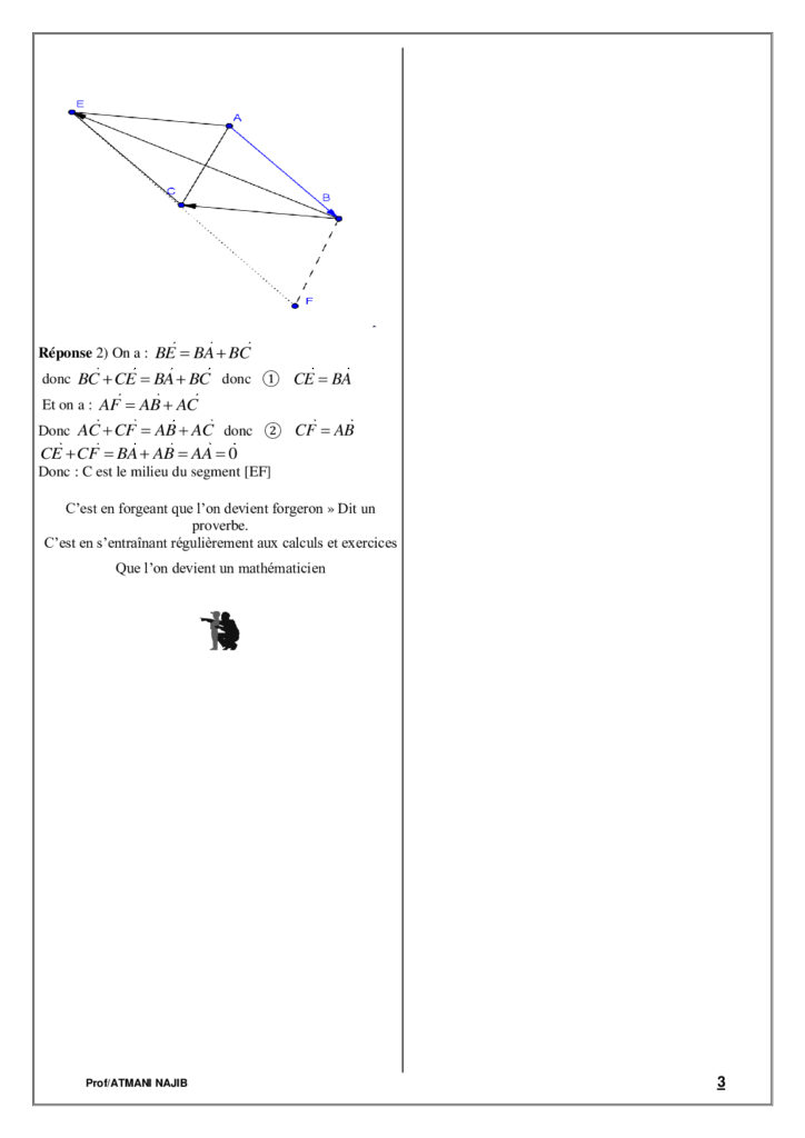 Calcul Vectoriel Dans Le Plan Exercices Corrig S Tronc Commun