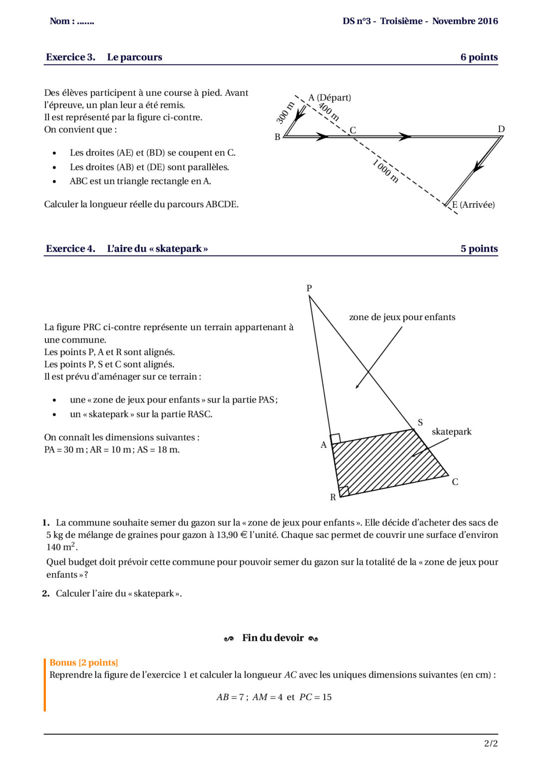 Theoreme De Thales Exercices Corrigés Théorème de Thalès exercices corrigés 3AC - Dyrassa : parcours internat