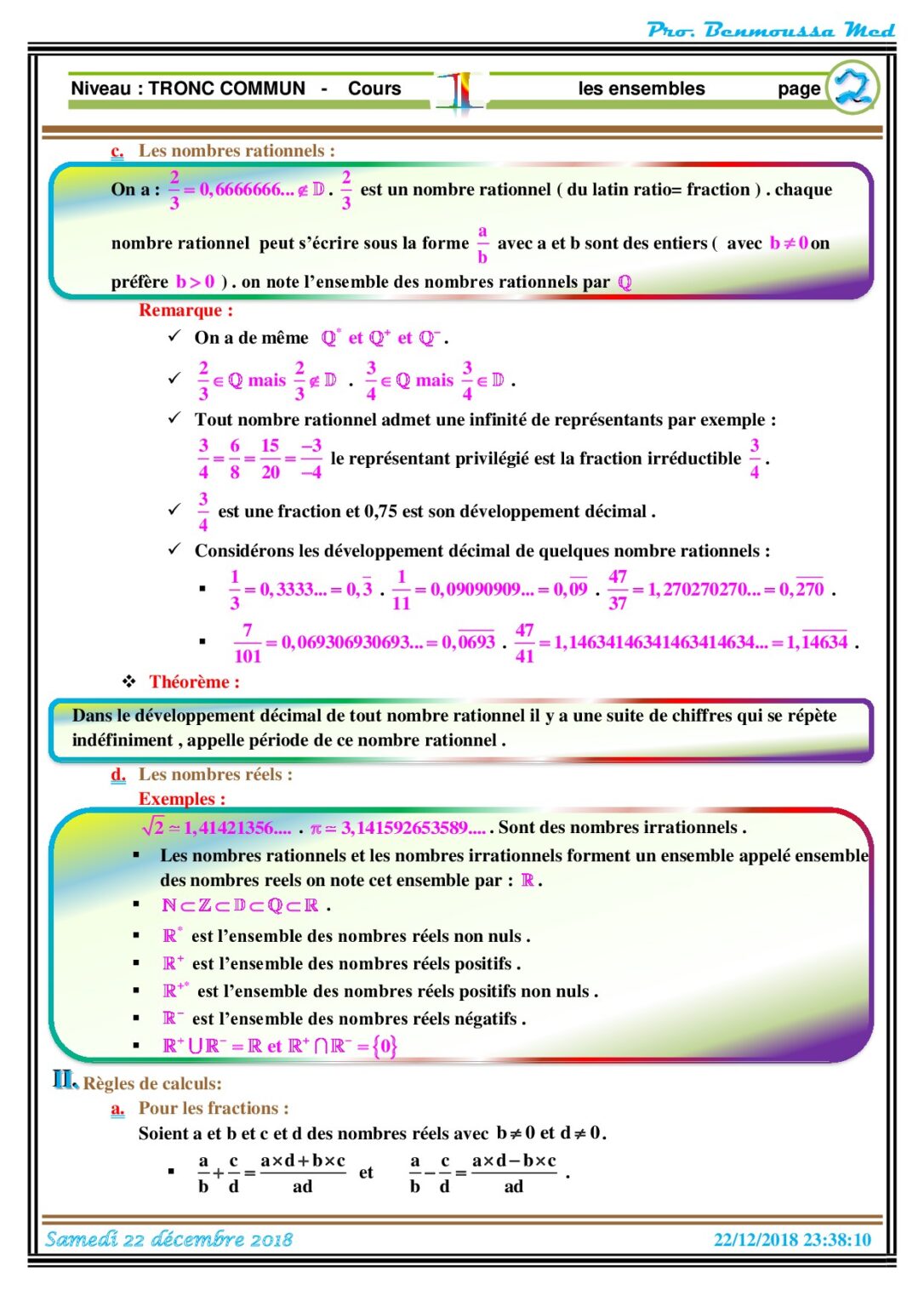 Les Ensembles De Nombres Exercices Corrigés Tronc Commun