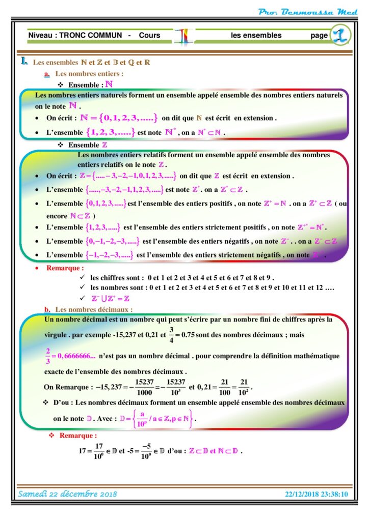 Les Ensembles De Nombres Exercices Corrigés Tronc Commun