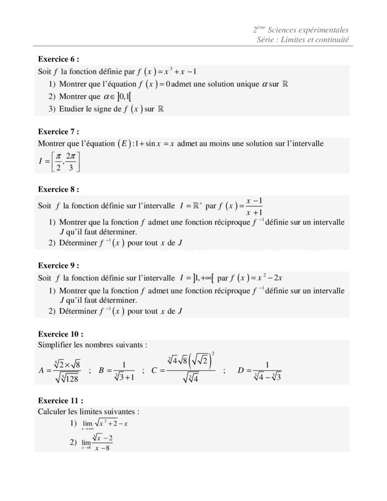 Limites Et Continuité : Cours Et Exercices Corrigés En Ligne