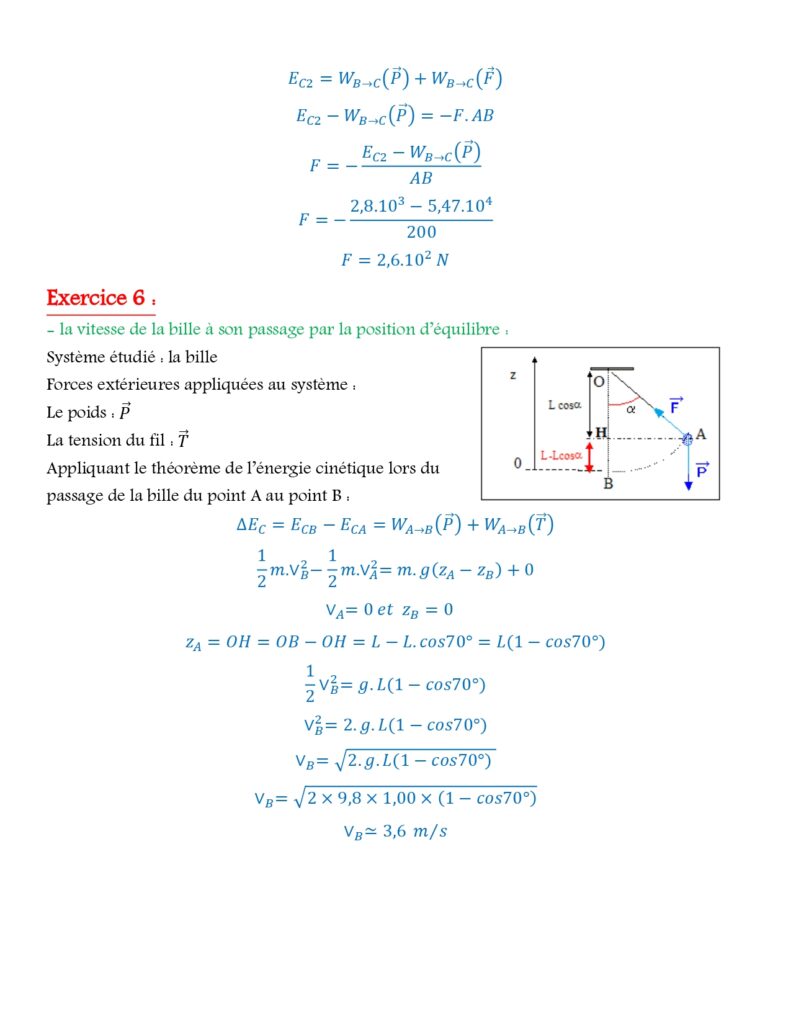 Travail Et énergie Cinétique - Cours Et Exercices Corrigés