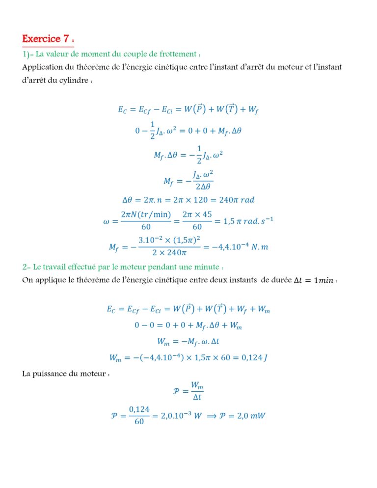 Travail Et Nergie Cin Tique Cours Et Exercices Corrig S