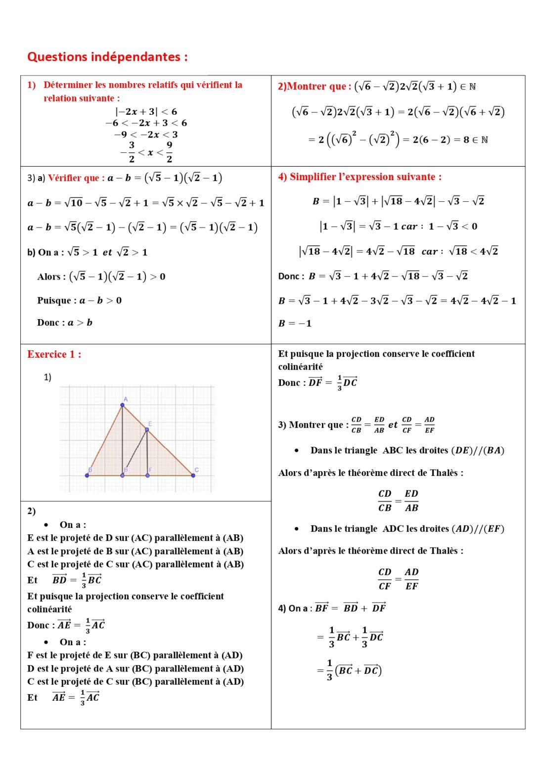 Devoirs Corrig S Maths N 2 S1 Tronc Commun Dyrassa   Devoir N2 S1 Maths Tronc Commun Sciences Page 0001 1086x1536 