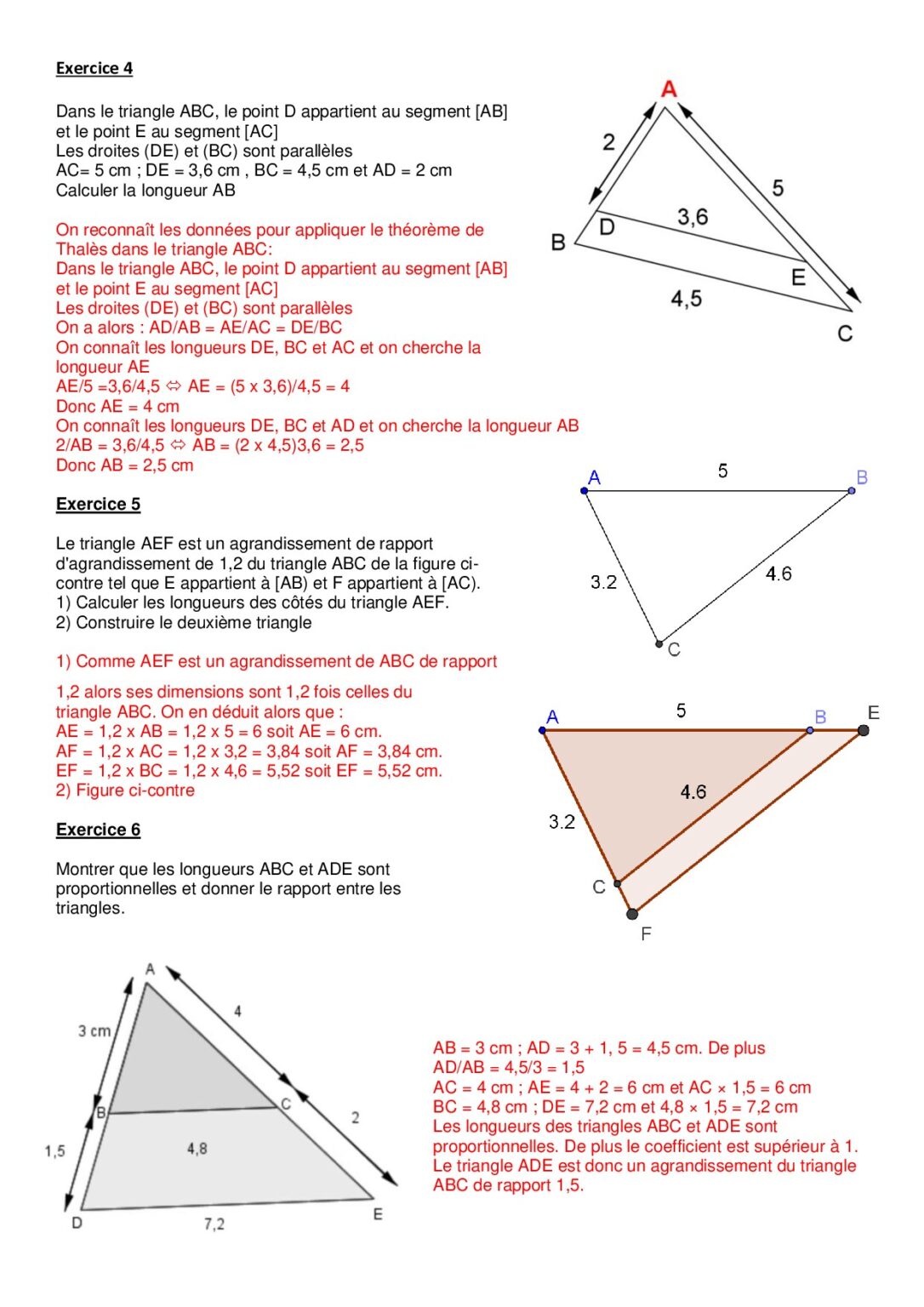 Triangles Isométriques Et Semblables Exercices Corrigés 3AC - Dyrassa