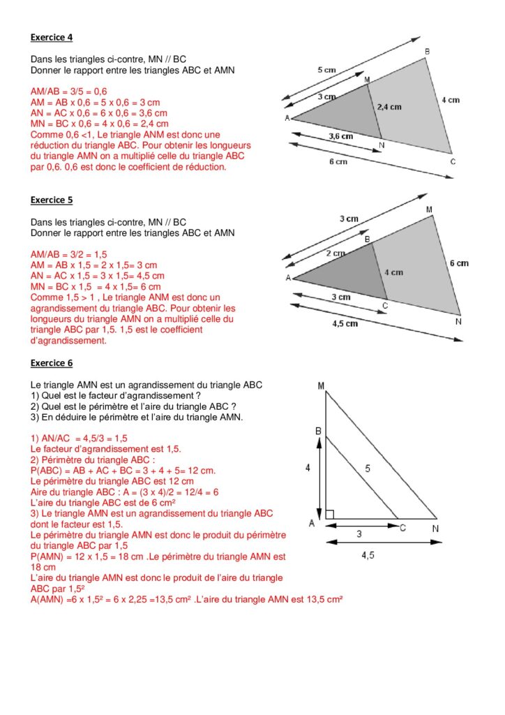 Triangles Isométriques Et Semblables Exercices Corrigés 3AC - Dyrassa