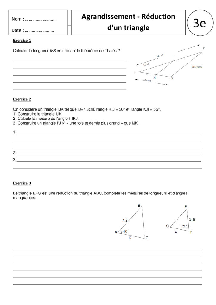 Triangles Isométriques Et Semblables Exercices Corrigés 3AC - Dyrassa