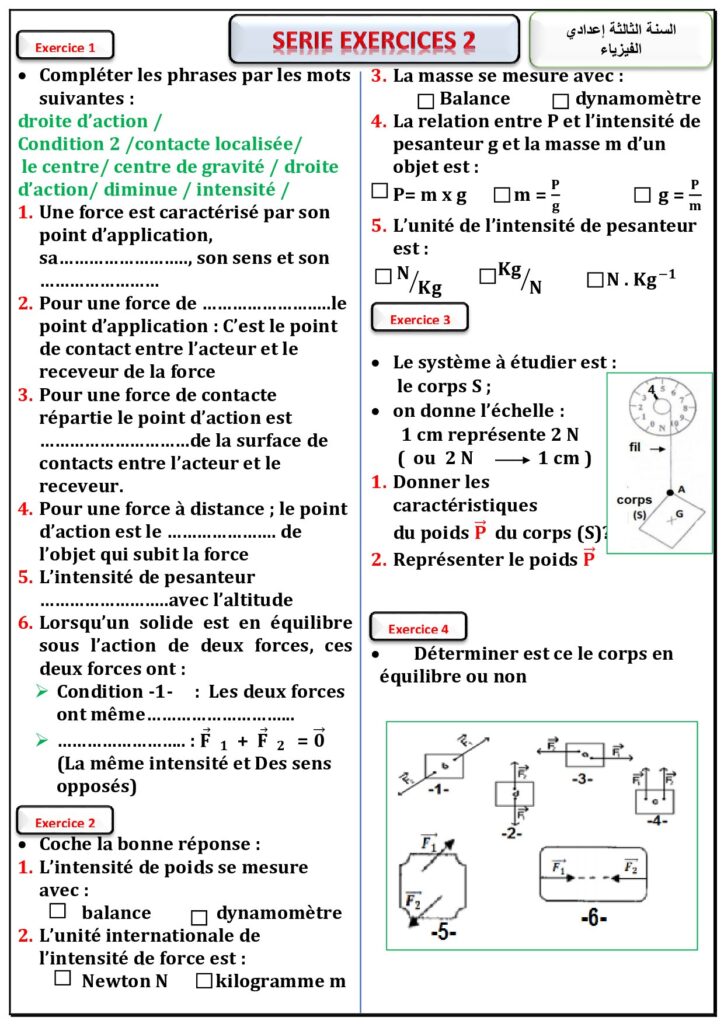 Équilibre D’un Solide Soumis à Deux Forces - Dyrassa