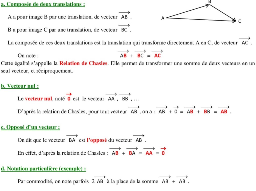 Vecteurs Et Translation Exercices Corrigés Pour 2AC Biof - Dyrassa