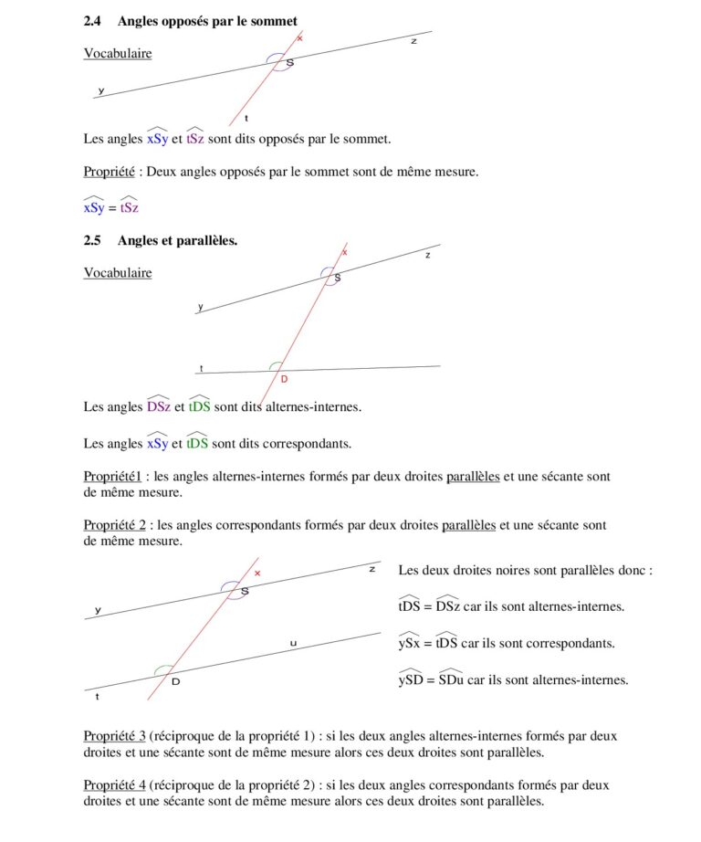 Angles Exercices Corrigés 1AC Exercices Corrigés En Ligne 1AC- Dyrassa