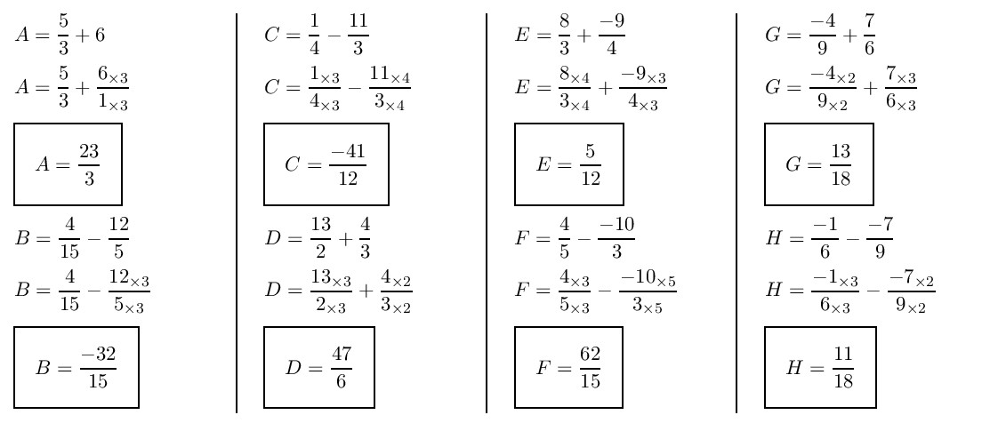 Exercices fraction 4ème avec correction