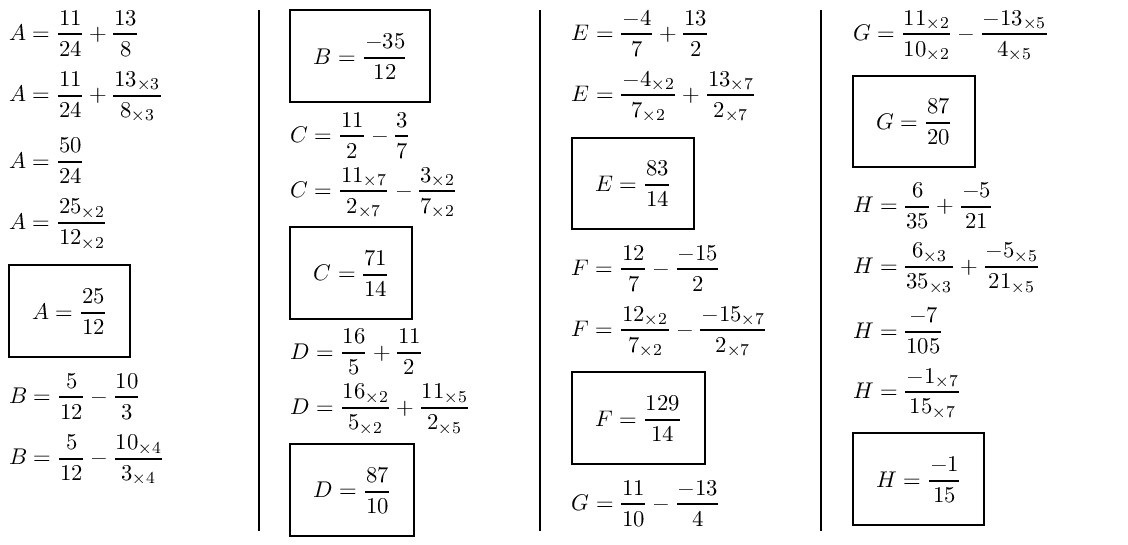 Exercices fraction 4ème avec correction