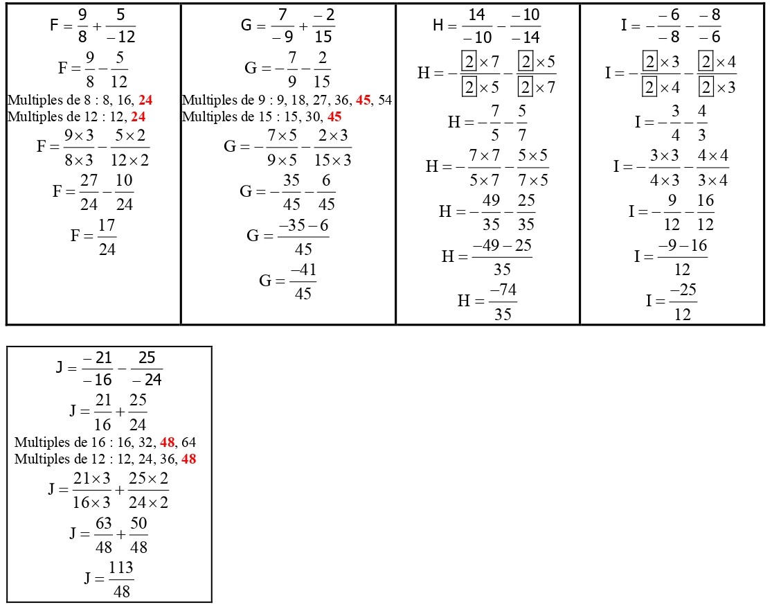 Addition Et Soustraction De Fraction 4eme Exercices Corrigés Les nombres rationnels : Exercices corrigés