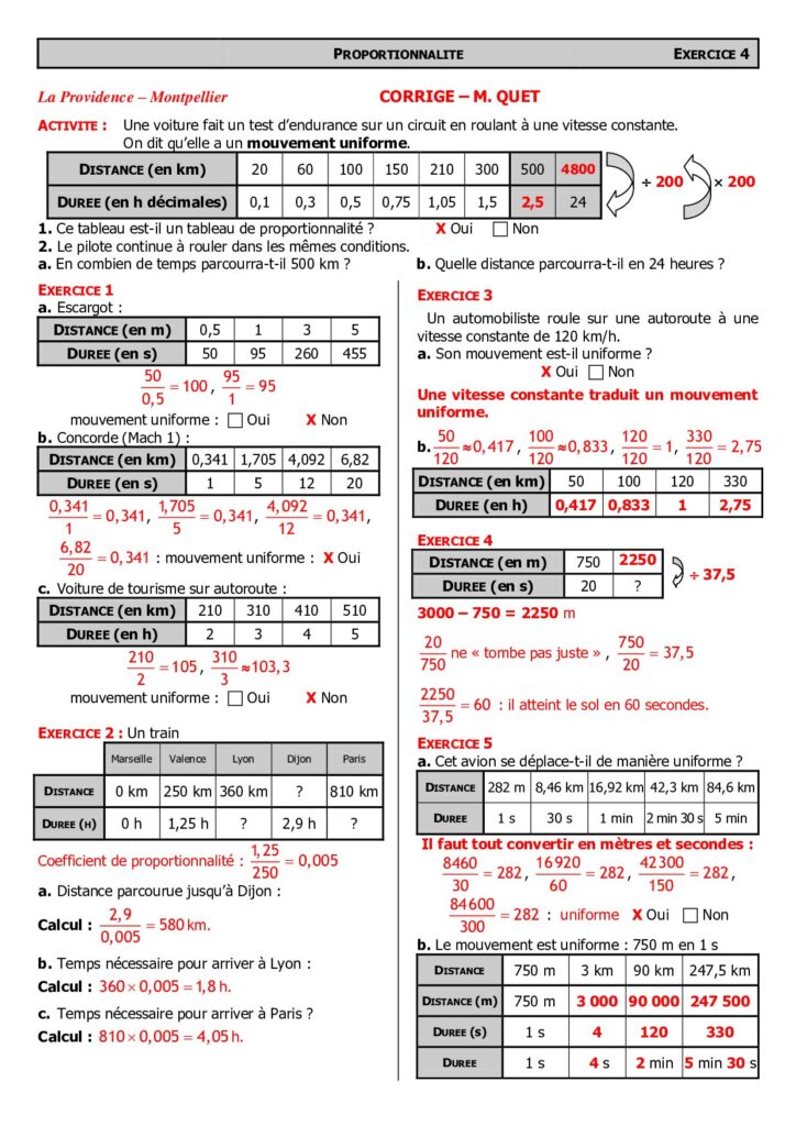 La Proportionnalité Exercices Corrigés Pour 1AC Biof - Dyrassa