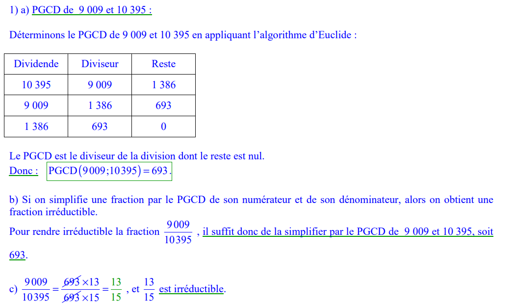 Arithmétique 3ème exercices corrigés